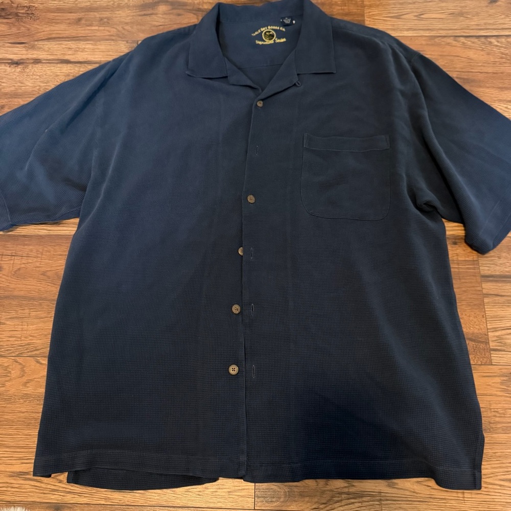 Eagle Dry Goods Men's Silk Dark Blue Casual Button Down Shirt XL